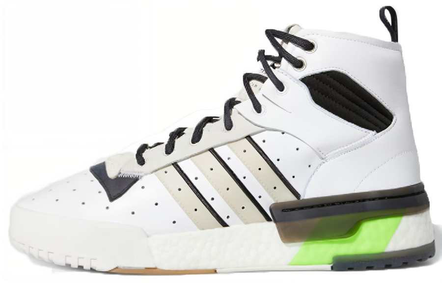 Adidas Originals Rivalry Rm Chi Synthetic Leather High top Skateboard Shoes Unisex Black White Green Asian Version