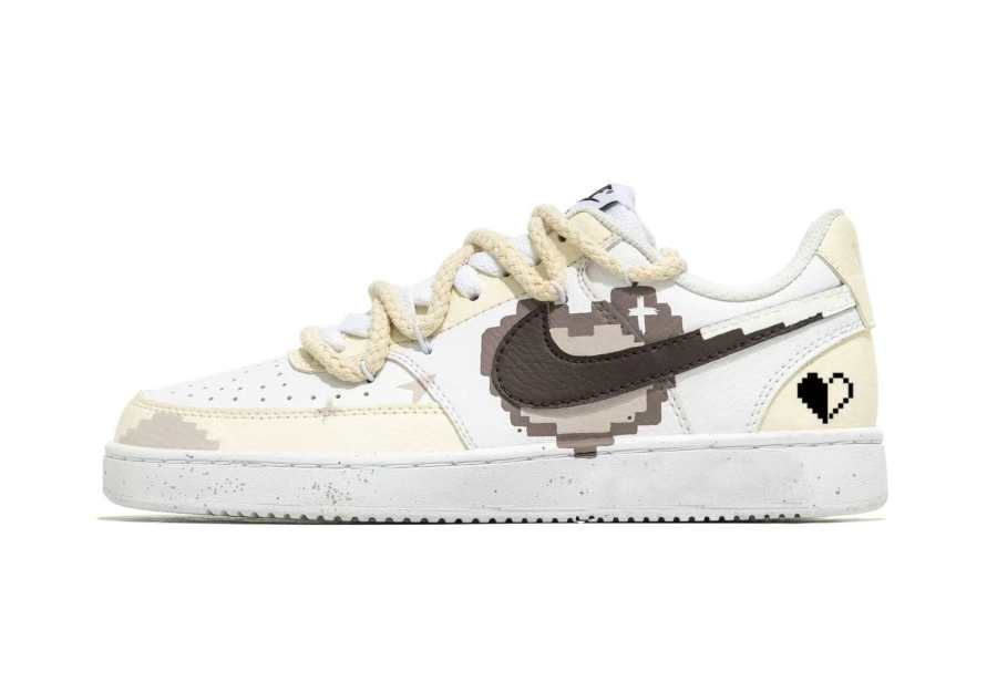 Nike Nike Court Vision 1 Fantasia, Heartfelt Abrasion Resistant Abrasion Resistant Low top Skateboard Shoes Men's Beige