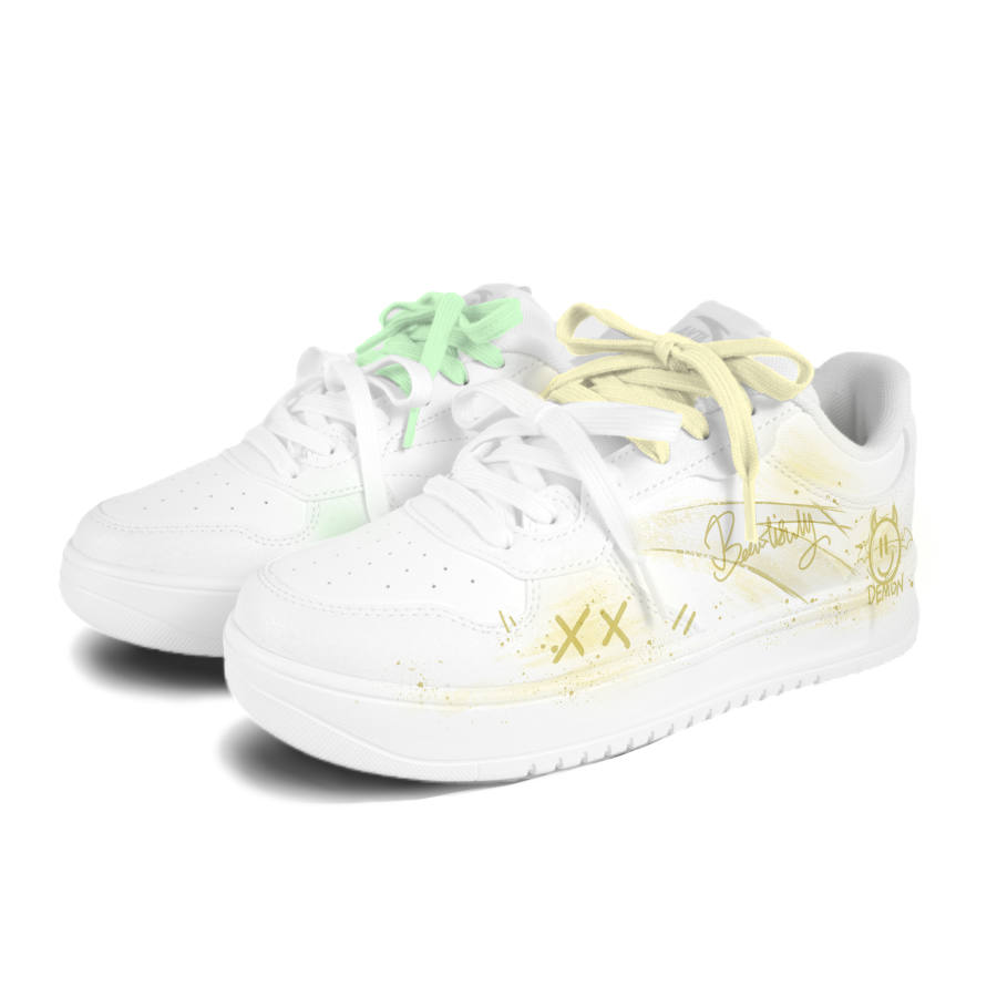 Anta Easy Slip Resistant Abrasion Resistant Low top Skateboard Shoes Unisex Yellow Green Mismatched