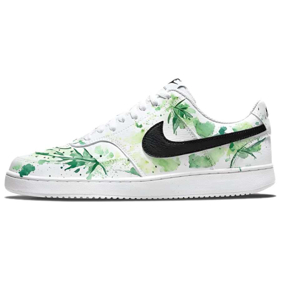 Nike Nike Court Vision 1 Palm Green Meadow Abrasion Resistant Low top Skateboard Shoes Men's White Green