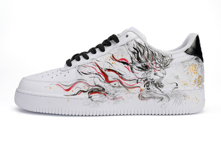 Nike Nike Air Force 1 Slip Resistant Abrasion Resistant Low top Skateboard Shoes Men's Black White