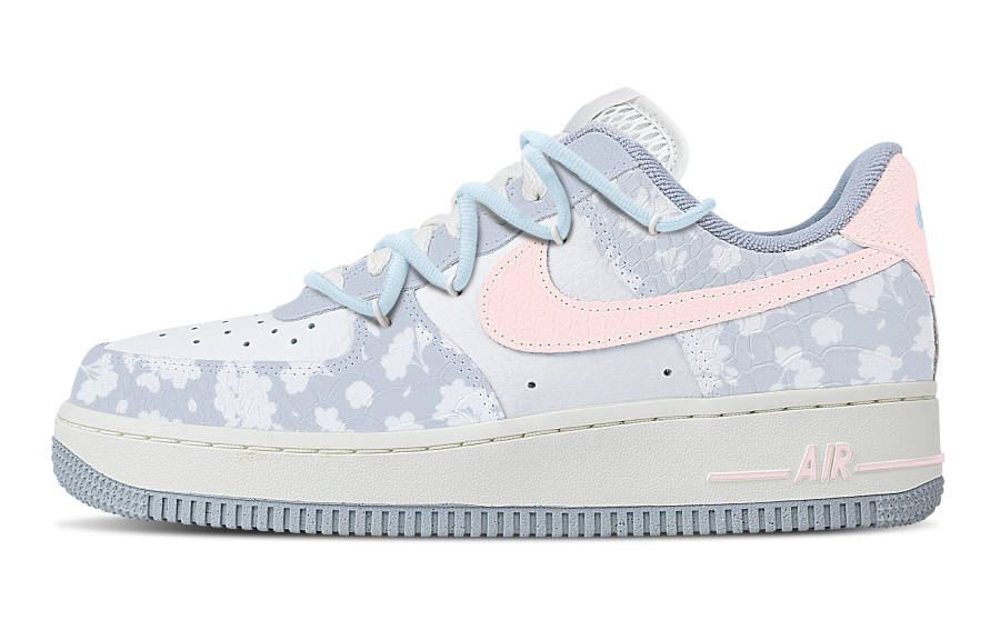 Nike Nike Air Force 1 Slip Resistant Abrasion Resistant Low top Skateboard Shoes Women's Blue Pink
