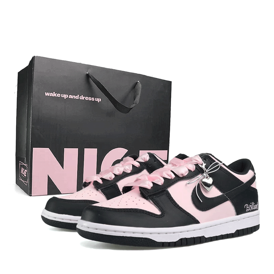 Nike Nike Dunk Love Heart, Special Shopping Bag Abrasion Resistant Low top Skateboard Shoes Unisex Black Pink
