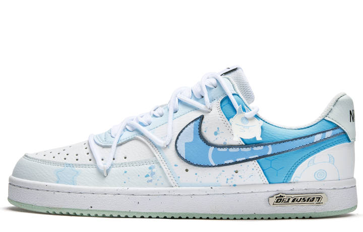 Nike Nike Court Vision 1 Free Panda, Blue Red Eye Slip Resistant Low top Skateboard Shoes Men's Blue White