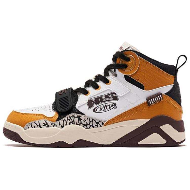 QIAODAN Slip Resistant Abrasion Resistant High top Skateboard Shoes Men's White Black Brown