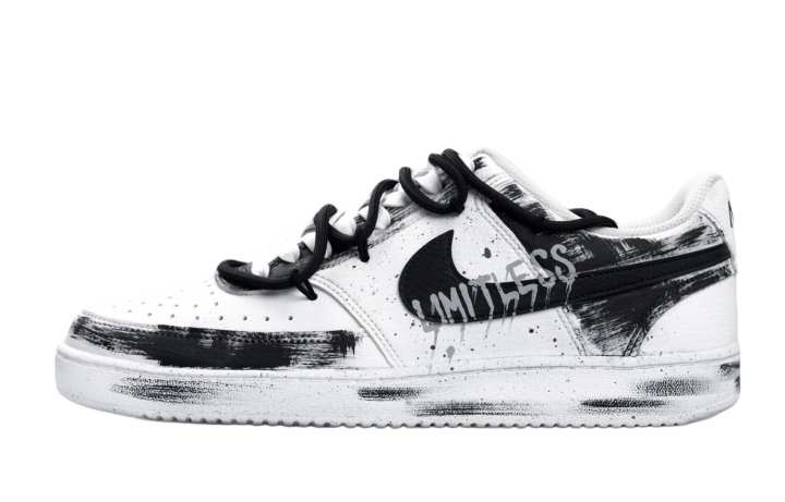 Nike Nike Court Vision 1 Ink Splatter Arts Low top Skateboard Shoes Men's Black White