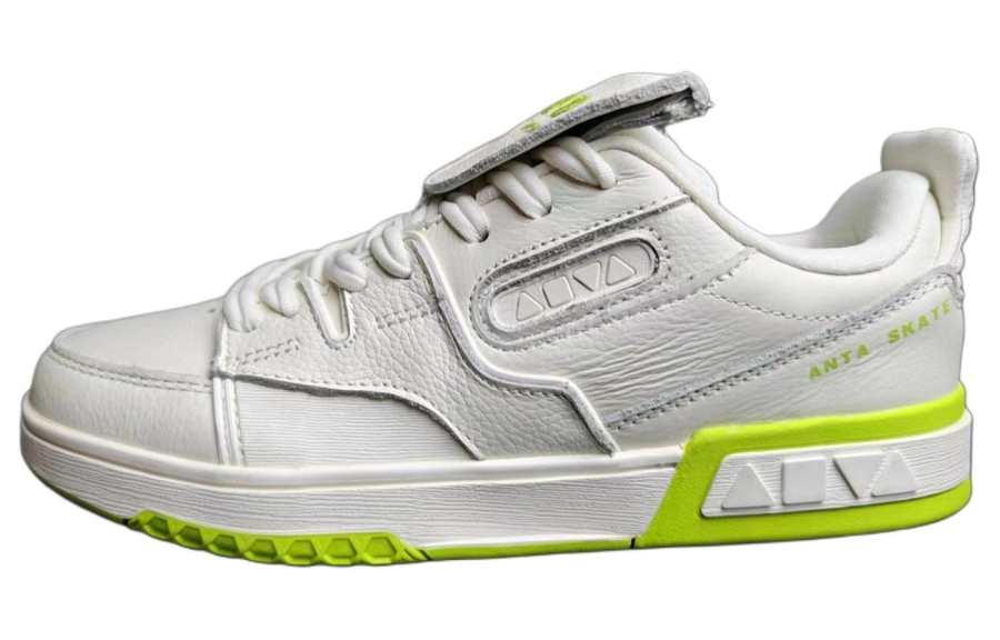Anta AOYU Cushioning Abrasion Resistant Cushioning, Wear Resistant Low top Skateboard Shoes Unisex White Yellow