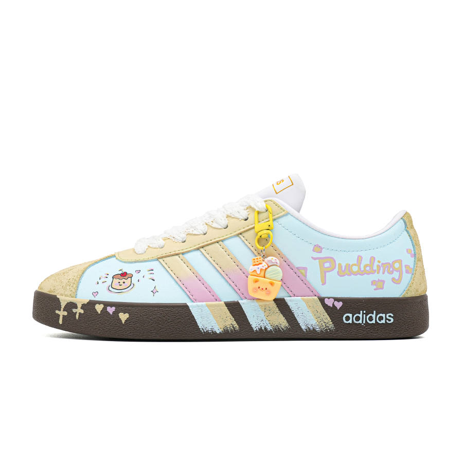 Adidas Adidas VL COURT 2.0 Sweetheart Pudding Breathable Low top Skateboard Shoes Women's Blue Yellow