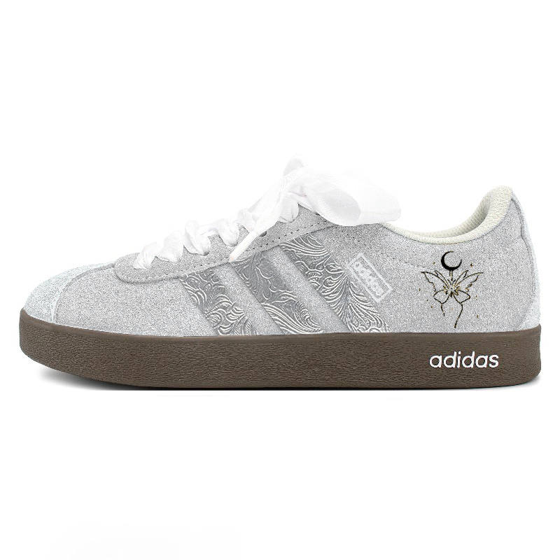 Adidas Adidas VL COURT 2.0 Leather Cushioning, Wear Resistant Low top Skateboard Shoes Unisex Silver Gray