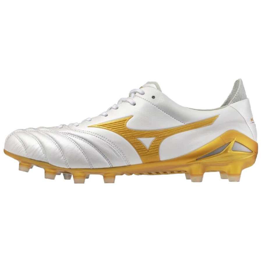 Mizuno Morelia Neo 4 Support Lightweight Soccer Shoes Unisex White Gold