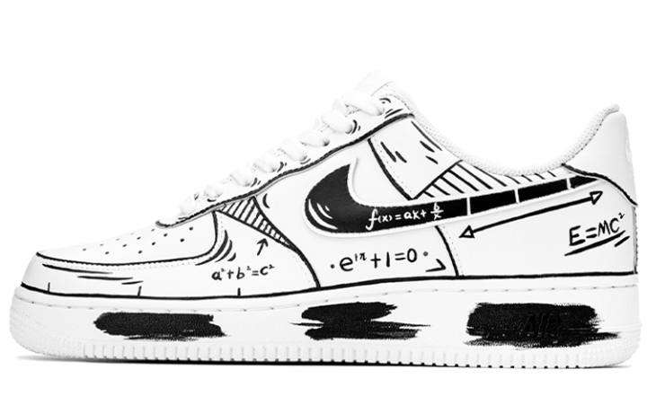 Nike Nike Air Force 1 Air Force 1 Slip Resistant Abrasion Resistant Low top Skateboard Shoes Women's Black White