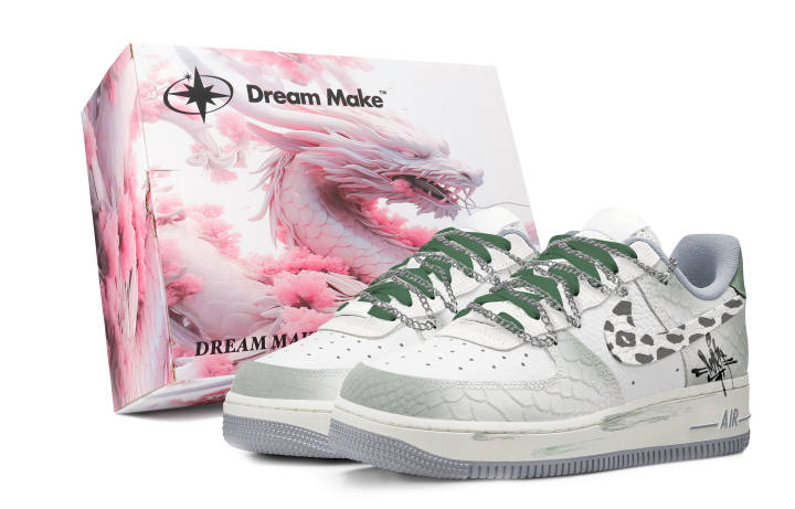 Nike Nike Air Force 1 Box Slip Resistant Abrasion Resistant Low top Skateboard Shoes Women's Green