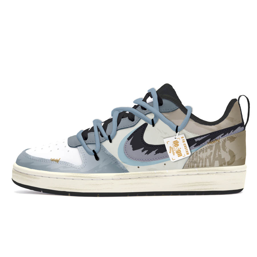 Nike Nike Court Borough Slip Resistant Cushioning Abrasion Resistant Low top Skateboard Shoes GS Gray Blue