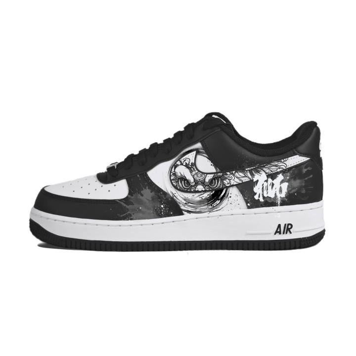Nike Nike Air Force 1 Coverage Abrasion Resistant Low top Skateboard Shoes Unisex Black White