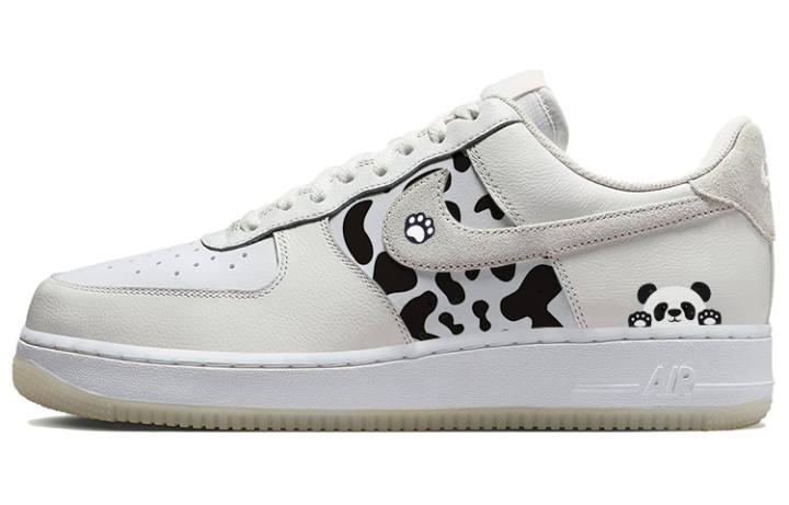 Nike Nike Air Force 1 Cute Giant Panda, Black White Slip Resistant Abrasion Resistant Low top Skateboard Shoes Men's