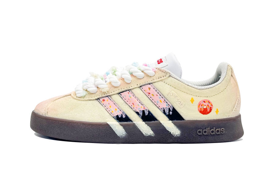 Adidas Adidas VL COURT 2.0 Lifestyle Mist Frosting Abrasion Resistant Low top Skateboard Shoes Women's Milk White