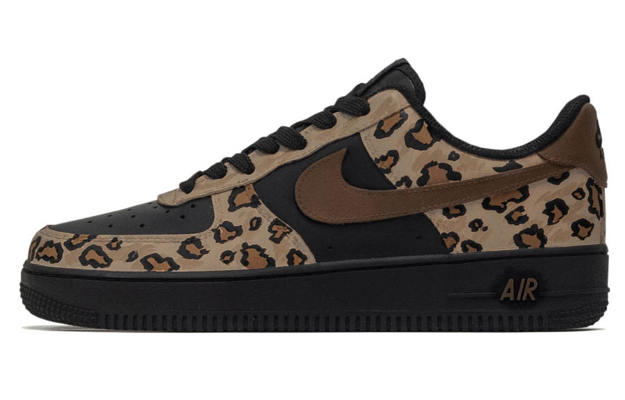 Nike Nike Air Force 1 Leopard Sister Abrasion Resistant Low top Skateboard Shoes Women's Black Brown