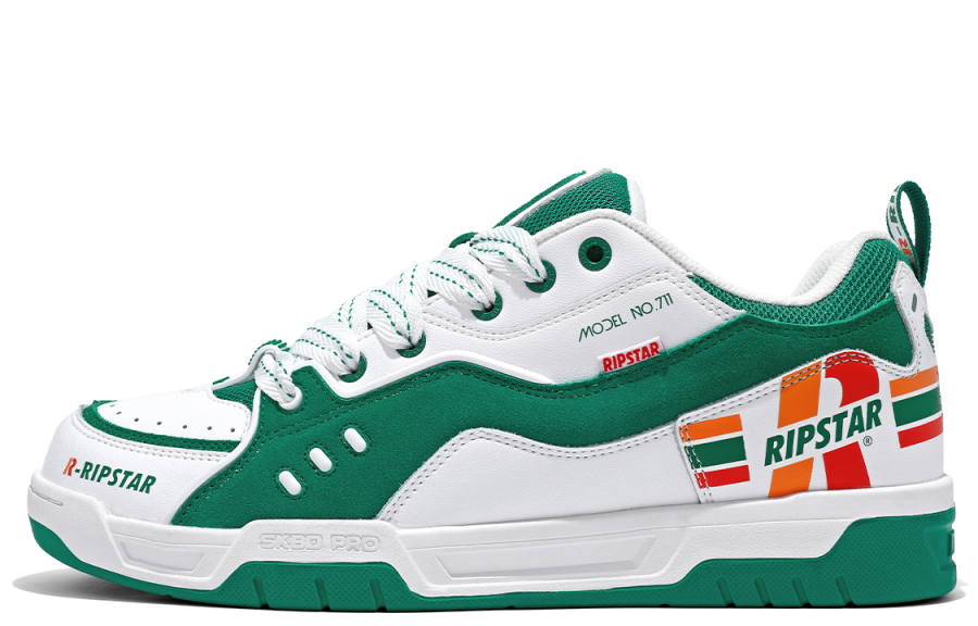 RIPSTAR SKBD Pro Wave Low top Skateboard Shoes Unisex White Green