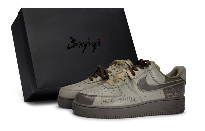 Nike Nike Air Force 1 Slip Resistant Abrasion Resistant Low top Skateboard Shoes Unisex Brown Coffee