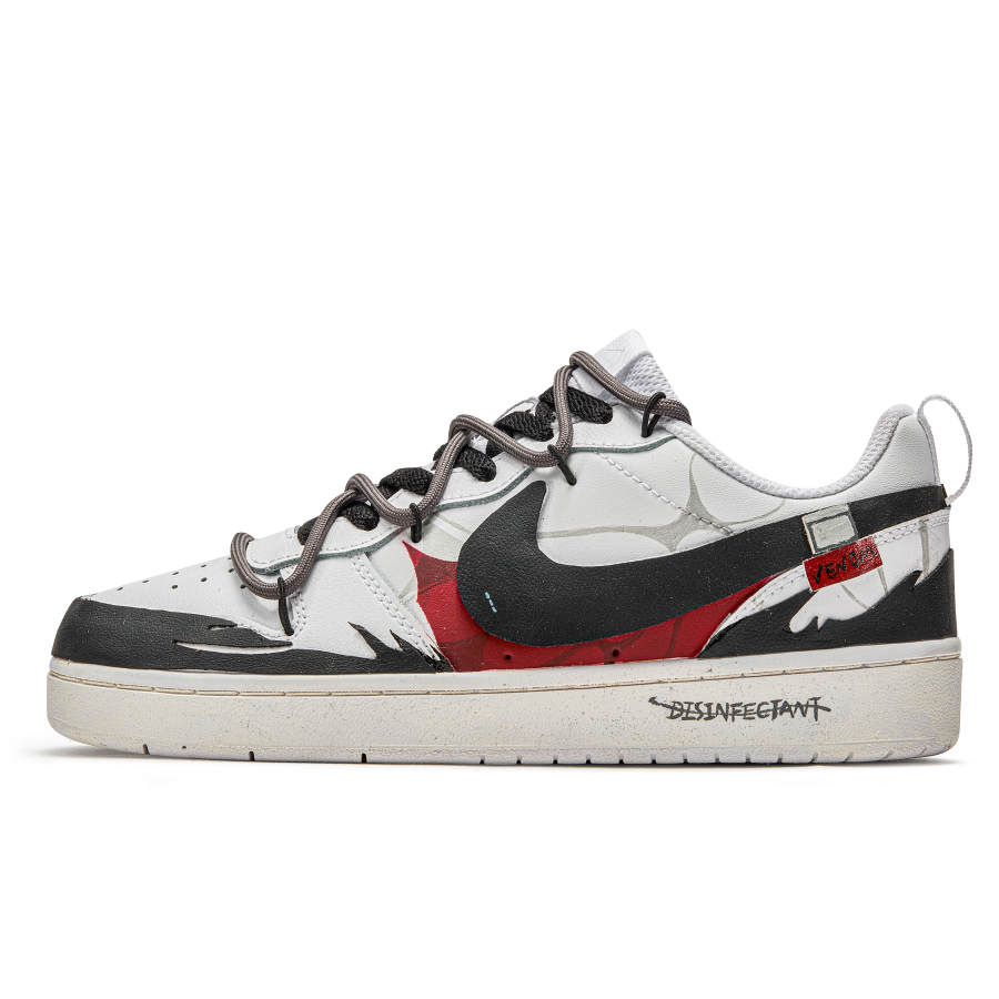 Nike Nike Court Borough Freedom Panda, Black Red Venom Slip Resistant Abrasion Resistant Low top Skateboard Shoes GS