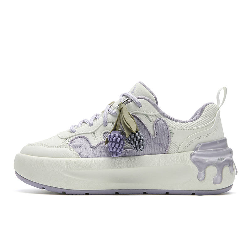 FILA Lightweight Breathable Height Increasing Low top Skateboard Shoes Women's White Purple