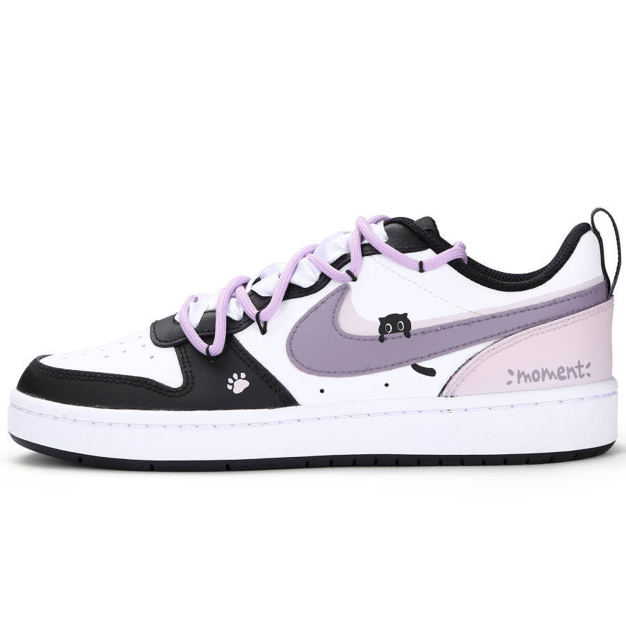 Nike Nike Court Borough Kitten Journal Lightweight And Breathable Low top Skateboard Shoes GS Black Purple