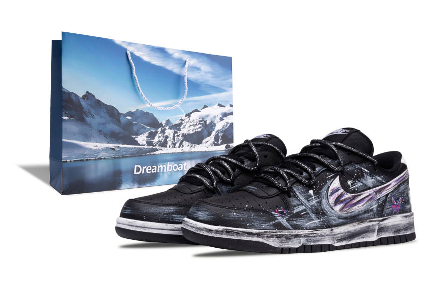 Nike Nike Big Iridescent Abrasion Resistant Breathable Low top Skateboard Shoes Men's Black