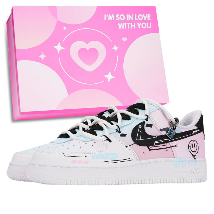 Nike Nike Air Force 1 Diverse Cow Leather Slip Resistant Abrasion Resistant Low top Skateboard Shoes Unisex Pink Blue