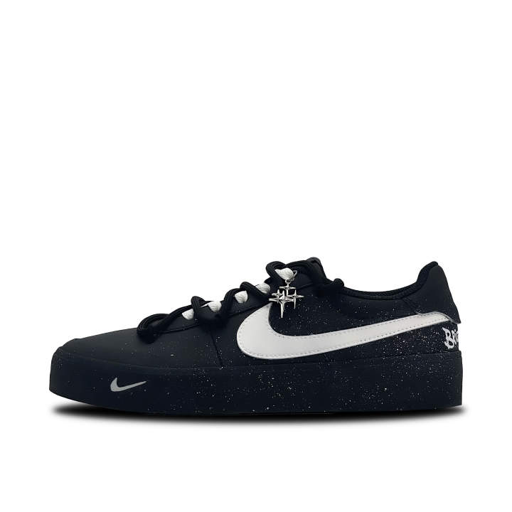 Nike Nike Court Shot Shining Feather Abrasion Resistant Low top Skateboard Shoes Men's Black White