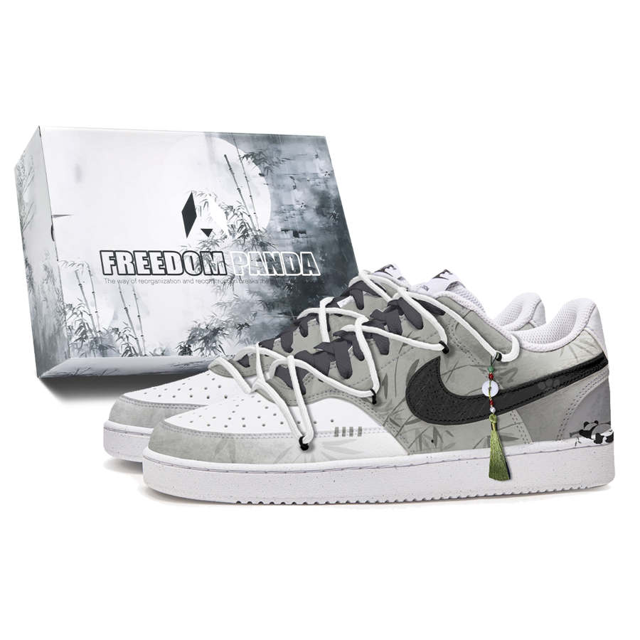 Nike Nike Court Vision 1 Freedom Panda, Box, Ink Wash Panda Slip Resistant Abrasion Resistant Low top Skateboard Shoes Men's
