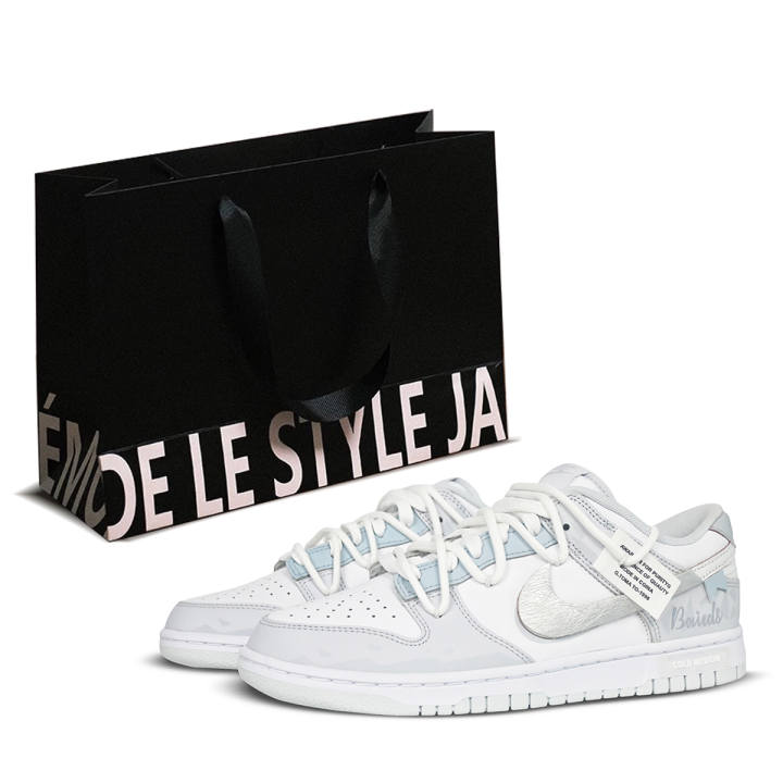 Nike Nike Dunk Cushioning, Wear Resistant Low top Skateboard Shoes Unisex Light Gray Blue