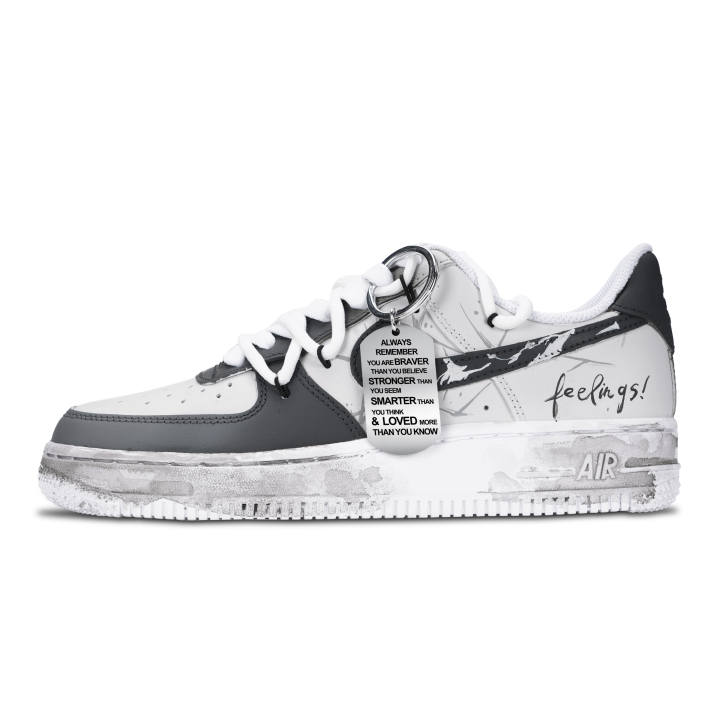 Nike Nike Air Force 1 Spinous Process Slip Resistant Abrasion Resistant Low top Skateboard Shoes Unisex Gray