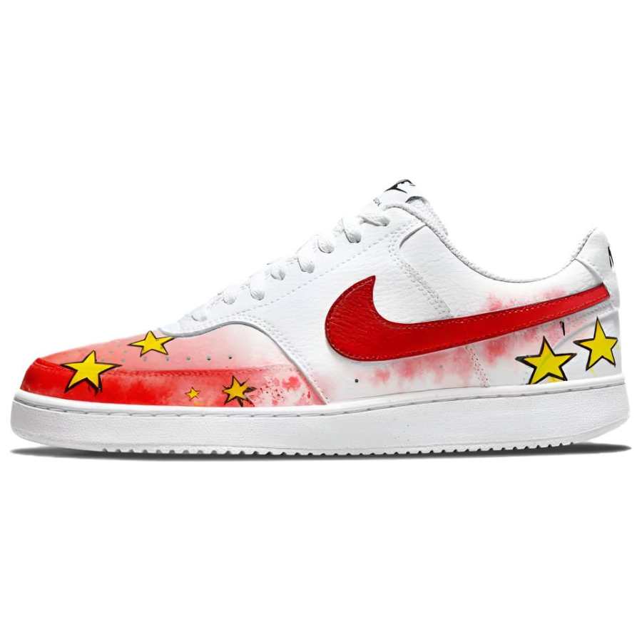 Nike Nike Court Vision 1 Childlike Heart Abrasion Resistant Low top Skateboard Shoes Men's Red White Yellow