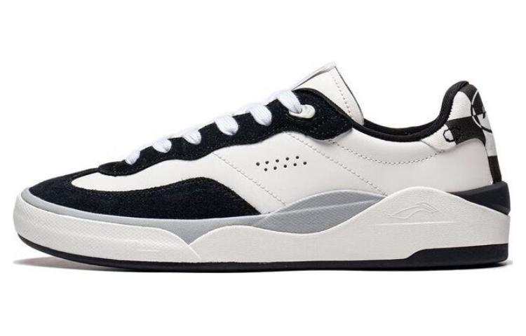 Li-Ning Li Ning Comfortable Abrasion Resistant Breathable Low top Skateboard Shoes Men's White Black