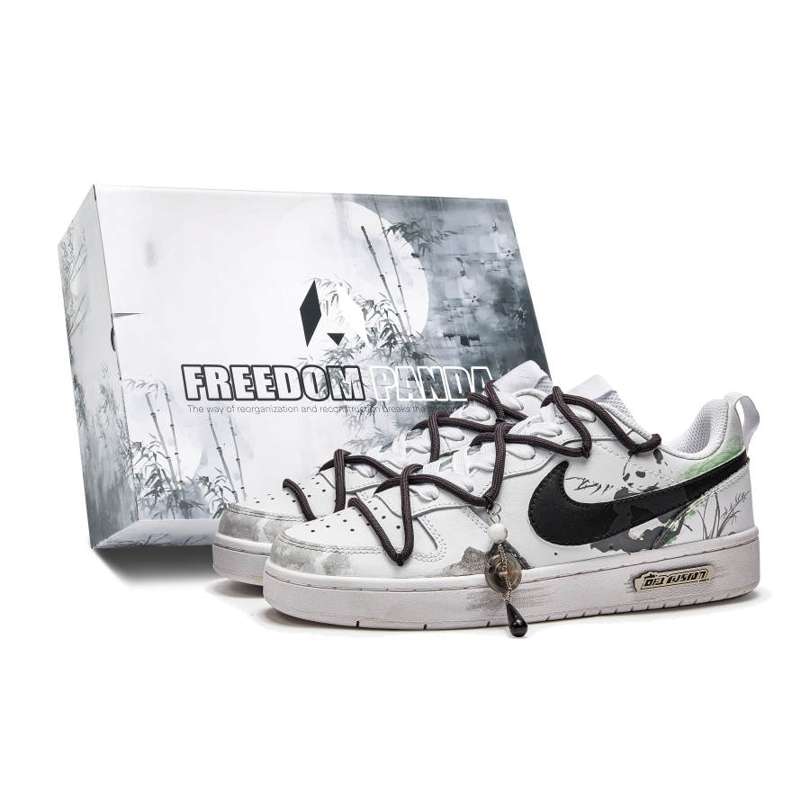 Nike Nike Court Borough Freedom Panda, Box, Black White Slip Resistant Low top Skateboard Shoes GS Black White