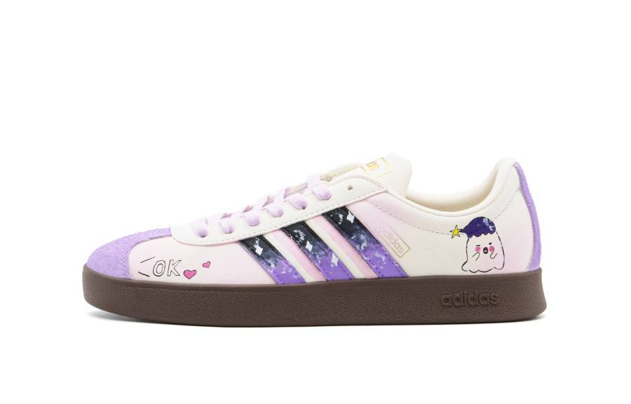 Adidas Adidas Vl Court Classic Leather Comfortable Abrasion Resistant Low top Skateboard Shoes Unisex Violet