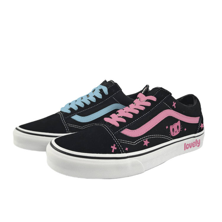 Vans Old Skool Abrasion Resistant Low top Skateboard Shoes Unisex Blue Pink