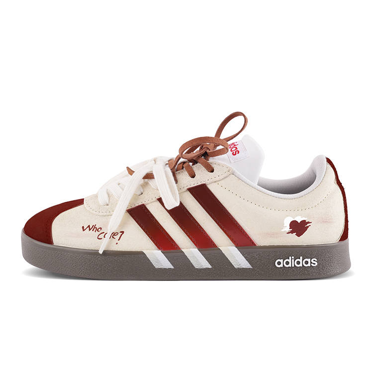 Adidas Adidas VL COURT 2.0 Leather Abrasion Resistant Abrasion Resistant Low top Skateboard Shoes Unisex Beige Red