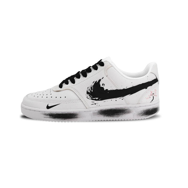 Nike Nike Court Vision 1 Coverage Slip Resistant And Abrasion Resistant Low top Skateboard Shoes Unisex White Black