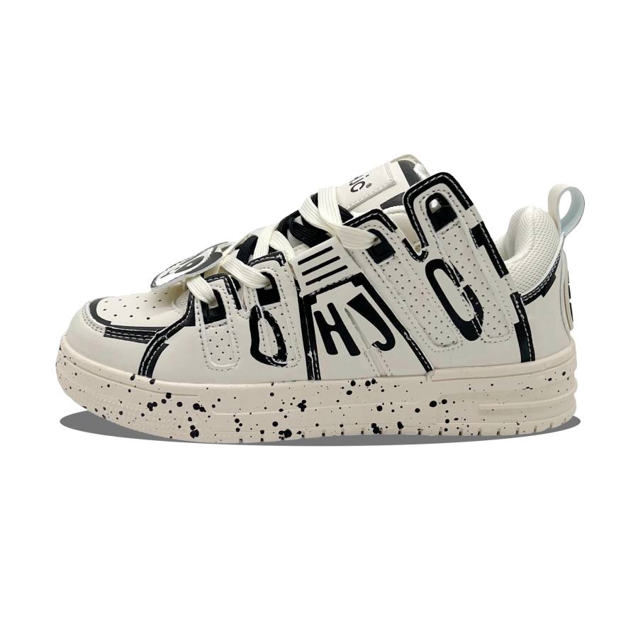 OHJC Microfiber Leather Slip Resistant Cushioning Abrasion Resistant Lightweight Breathable Low top Skateboard Shoes