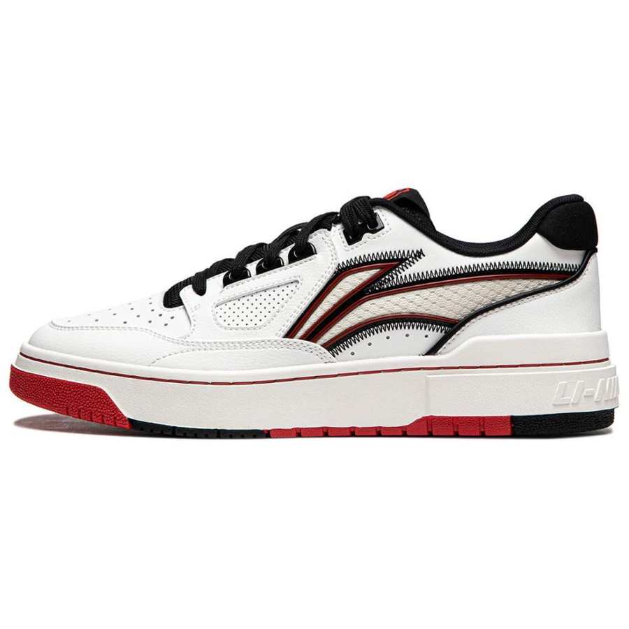 Li-Ning Li Ning Rookie Slip Resistant Cushioning Abrasion Resistant Lightweight Low top Skateboard Shoes Men's White Red