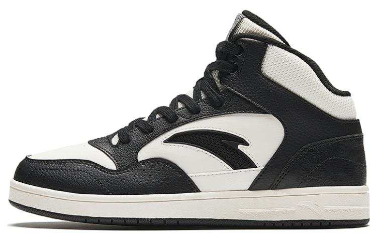 Anta Textile, Synthetic Leather Cushioning, Wear Resistant High top Skateboard Shoes Women's Black White