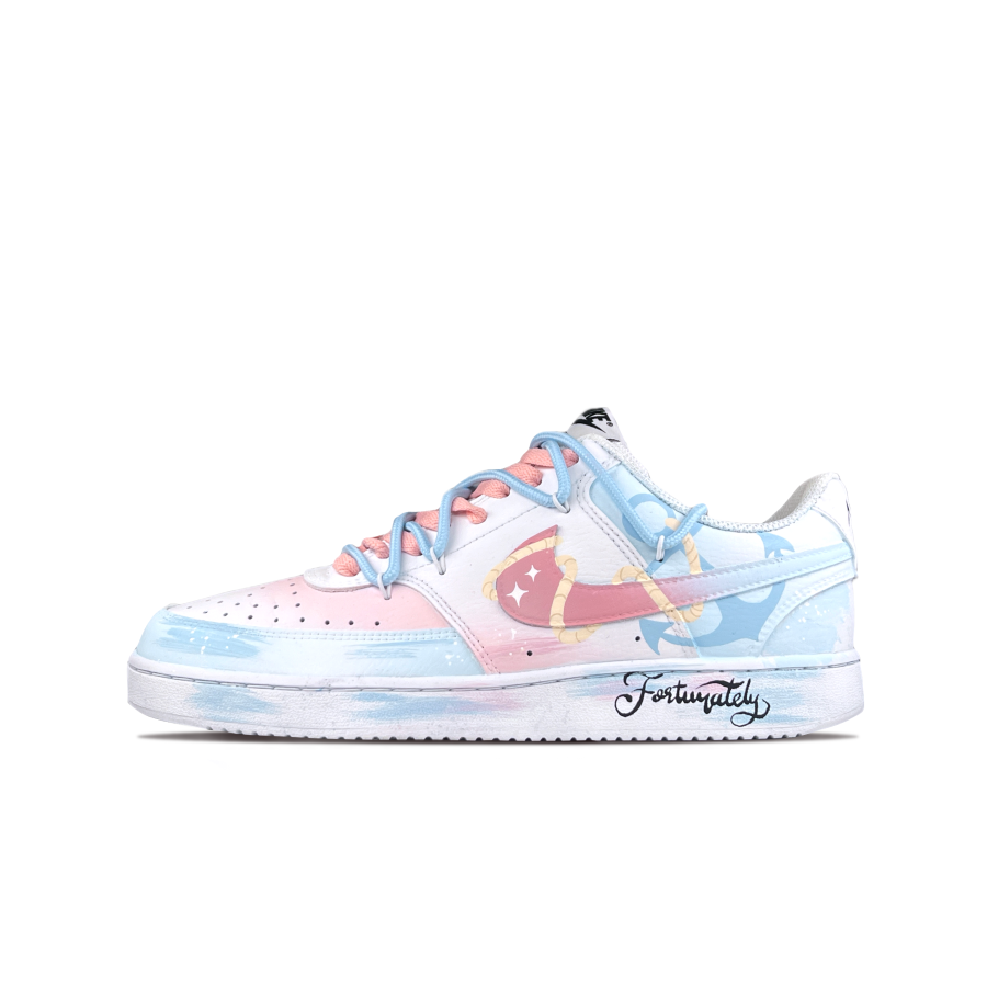 Nike Nike Court Vision 1 Slip Resistant Abrasion Resistant Low top Skateboard Shoes Unisex Pink White Blue