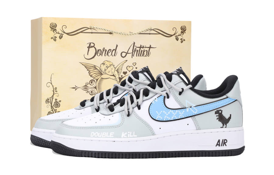 Nike Nike Air Force 1 Abrasion Resistant Low top Skateboard Shoes Unisex Black White Gray