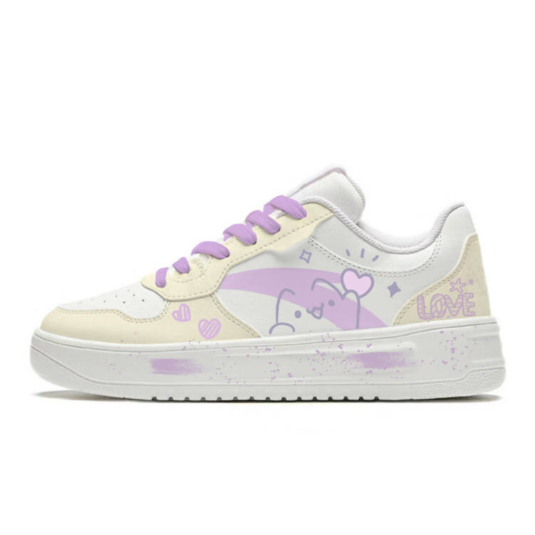 Anta Slip Resistant Abrasion Resistant Low top Skateboard Shoes Women's White Yellow Purple