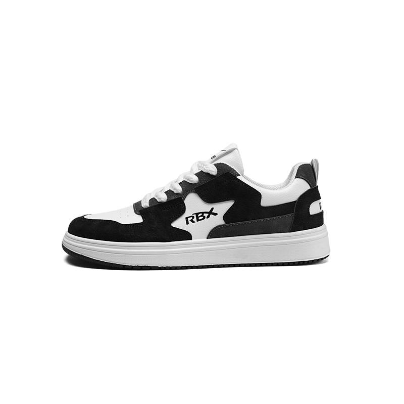RENBEN Slip Resistant Abrasion Resistant Low top Skateboard Shoes Men's White Black