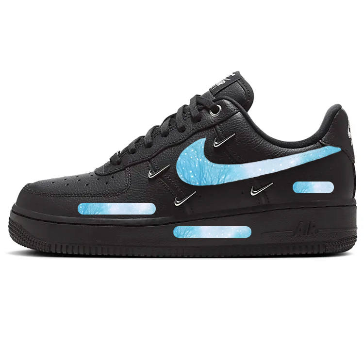 Nike Nike Air Force 1 Snow Scene Slip Resistant Abrasion Resistant Low top Skateboard Shoes Women's Black