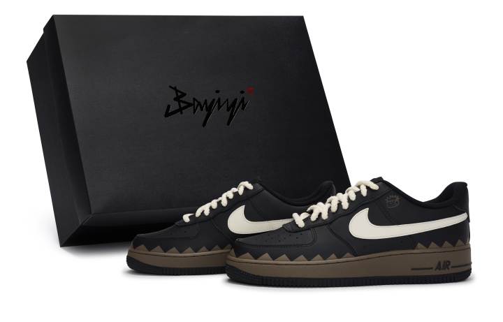 Nike Nike Air Force 1 07 811 Manufacturing, Shark Boy, Special Shoe Box Low top Skateboard Shoes Unisex Black Beige Brown
