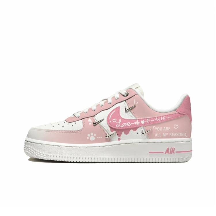 Nike Nike Air Force 1 Abrasion Resistant Slip Resistant Low top Skateboard Shoes Women's White Gold