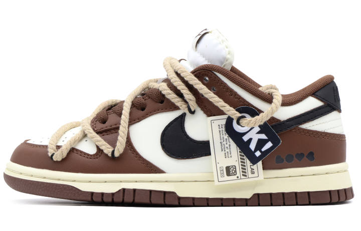 Nike Nike Dunk Low Slip Resistant Abrasion Resistant Low top Skateboard Shoes Women's White Umber